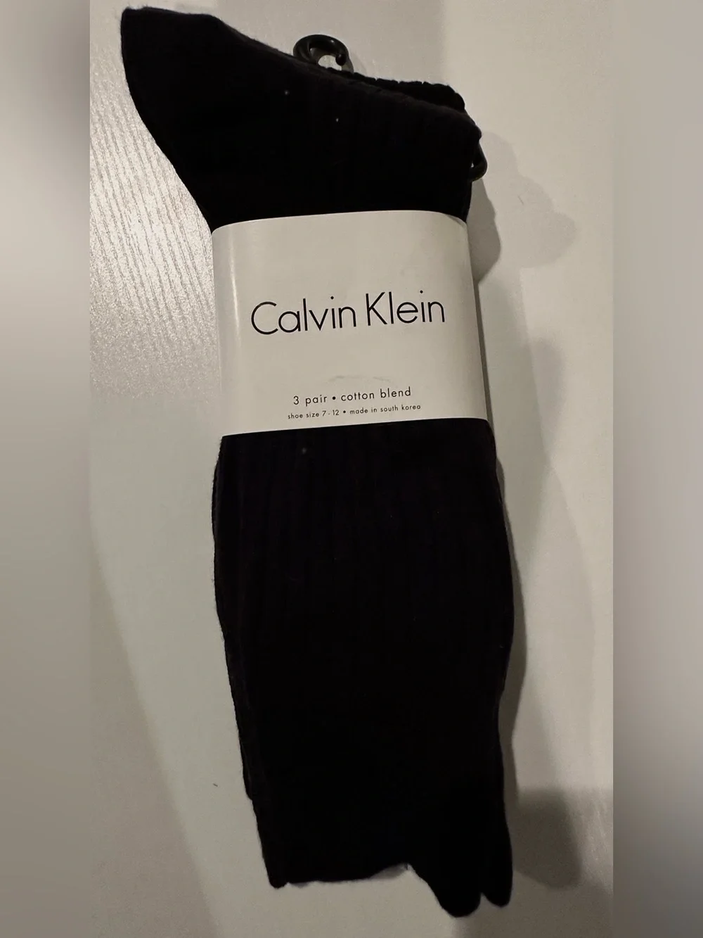NWT Calvin Klein Men’s Black Cotton Blend Ribbed Socks - 3 Pack